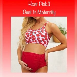 NEW 2 Piece Maternity Red Raspberry Swim Suit